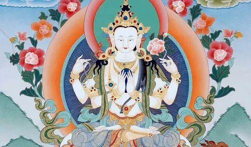 Будда Шакьямуни Бурганывысты,Бодхисаттваларны хүндүлеп тур бис